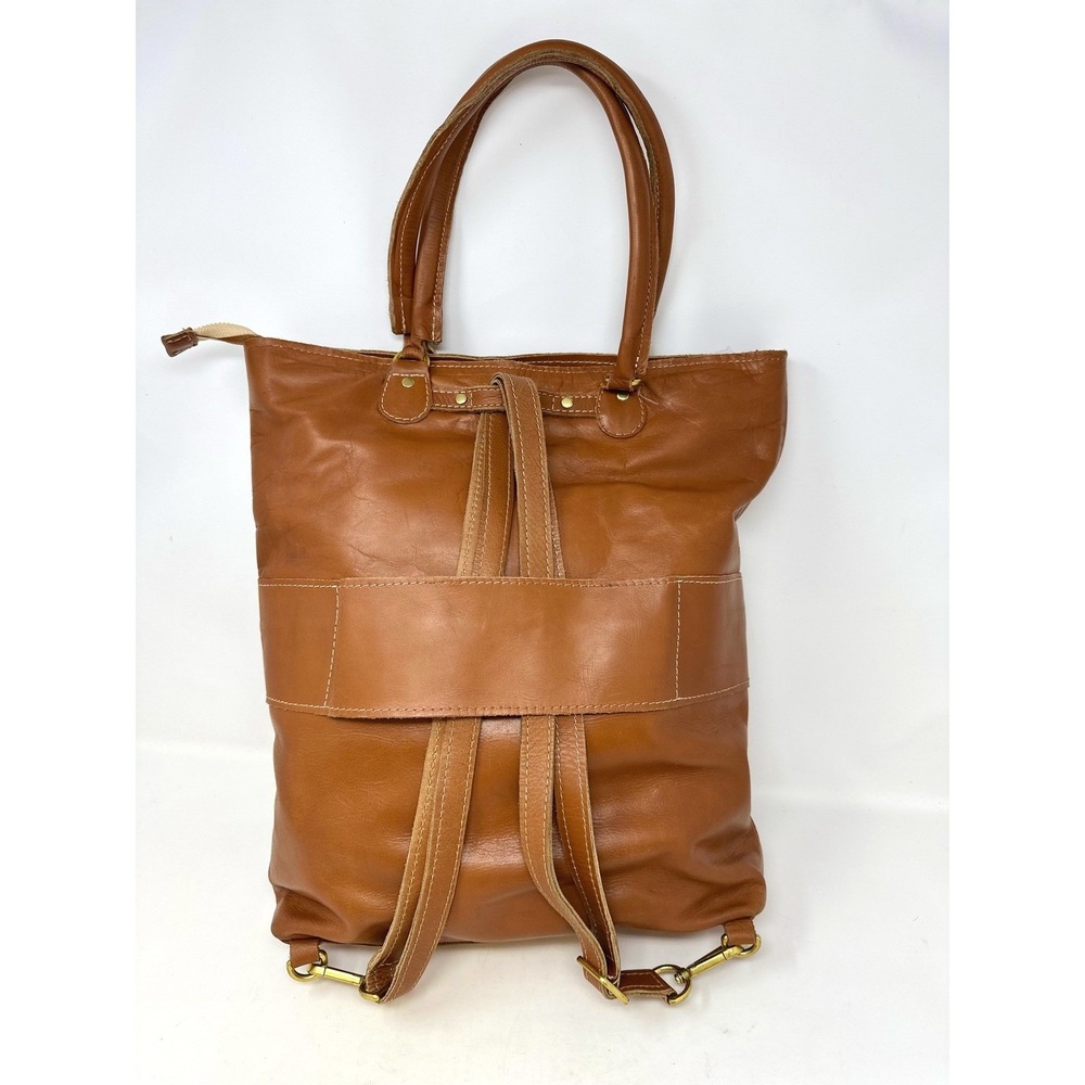 Sseko Convertible Leather Backpack Tote Bag Brown